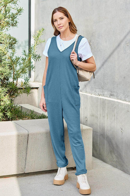 Double Take Full Size Sleeveless Straight Jumpsuit for Women